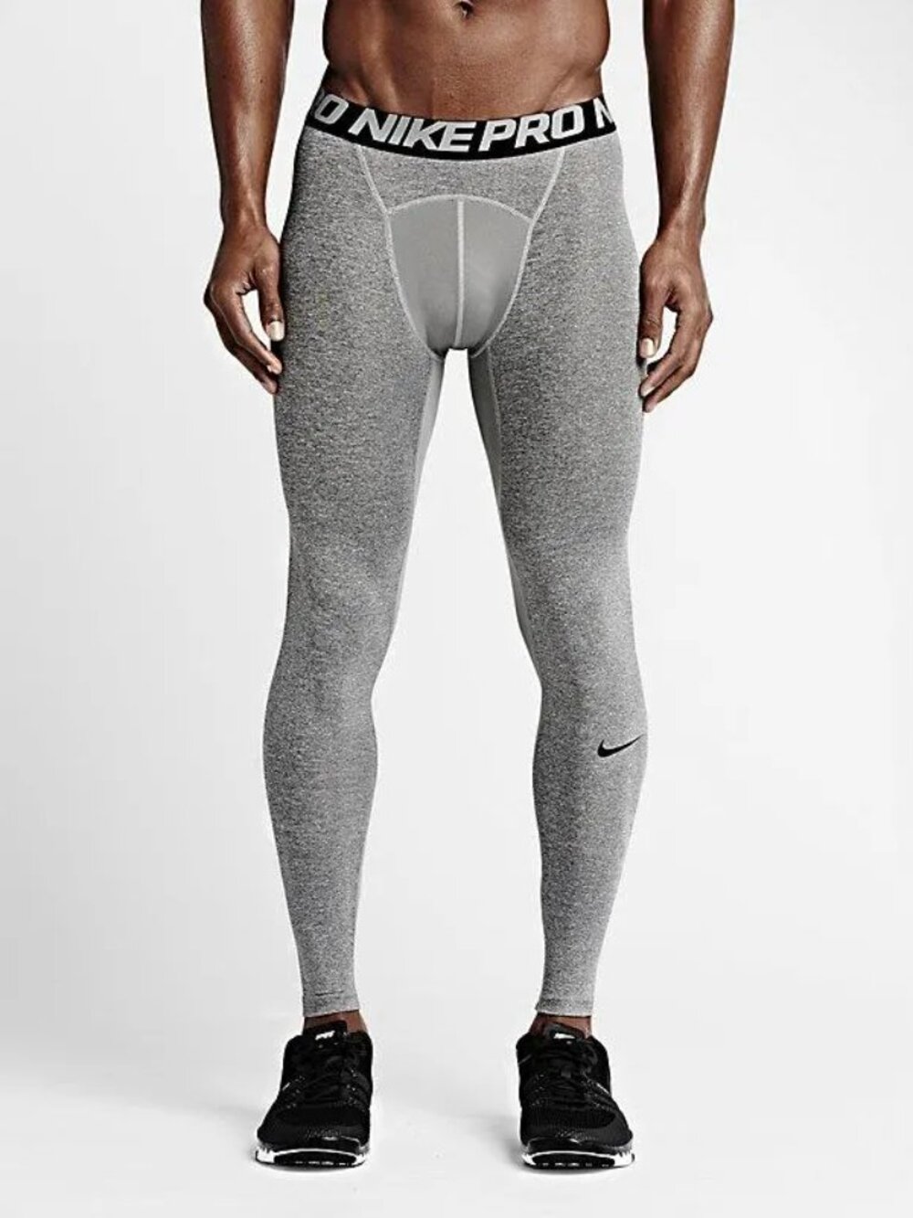 Nike Pro Men's Gray Cool Heather Elastic Waist Compression Tights Size L